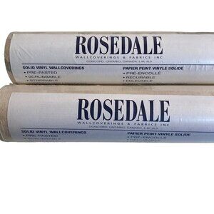 2 Double Rolls Vintage Rosedale Vinyl Wallpaper Pre-Pasted Beige & Green Ivy